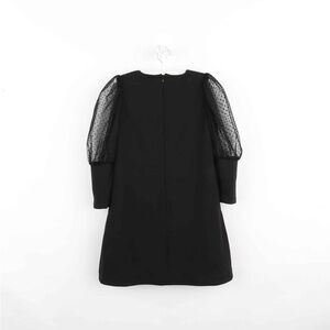 Gabby Claire Black Shift Dress Girls Size 12 Swiss Dot Mesh Puff Sleeve Holiday